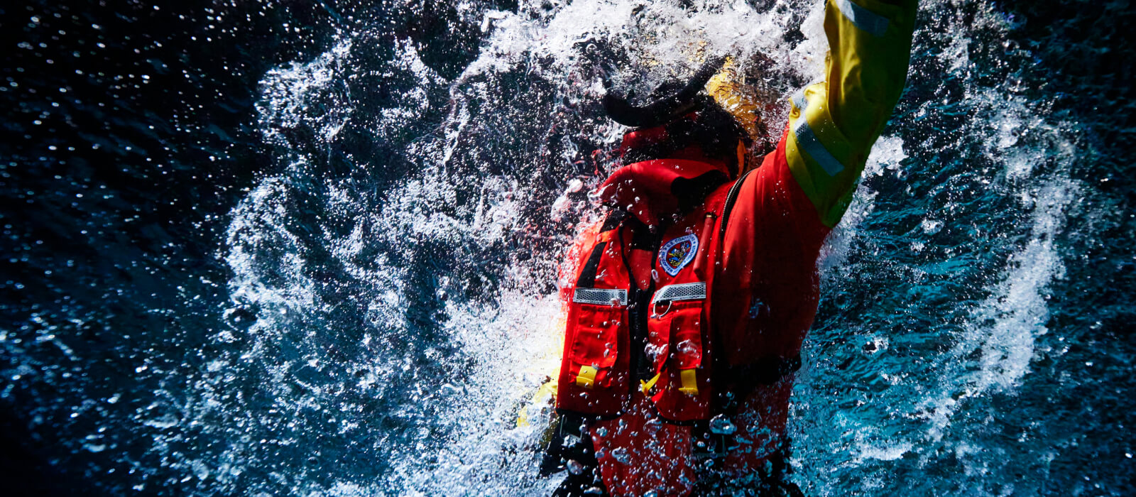 Servicemember training in water.