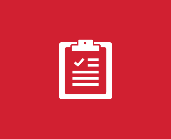 An icon of a clipboard representing First Command client reviews of financial planning.