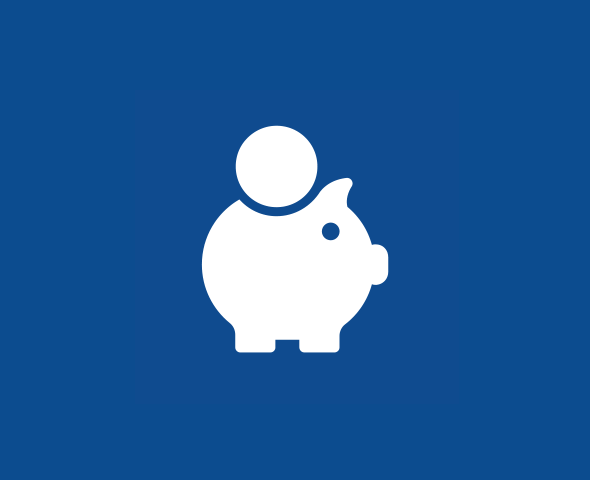 An icon of a piggy bank representing First Command client reviews of banking products.