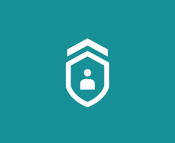 An icon of a military chevon with a person in the middle representing First Command client reviews.