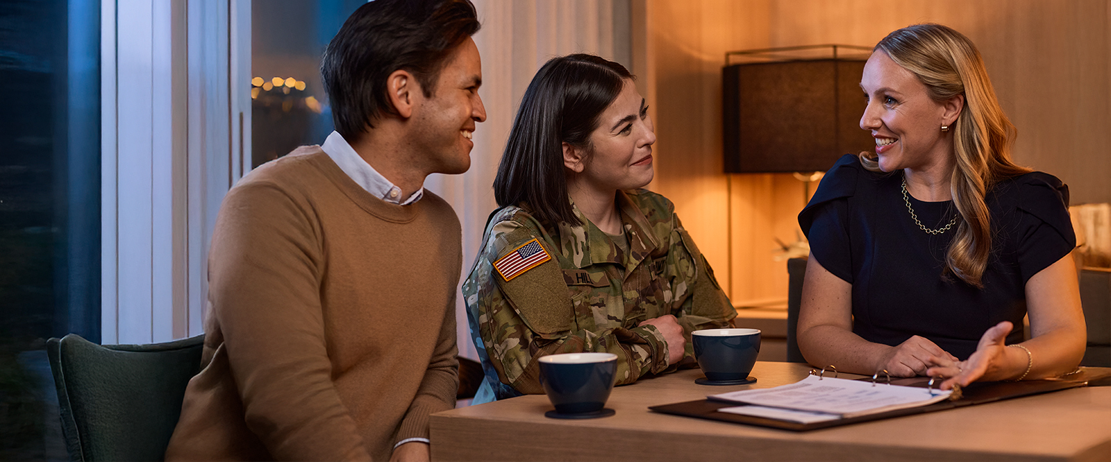 a Military family meeting with a financial advisor.